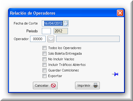 Generador de Relación de Operadores